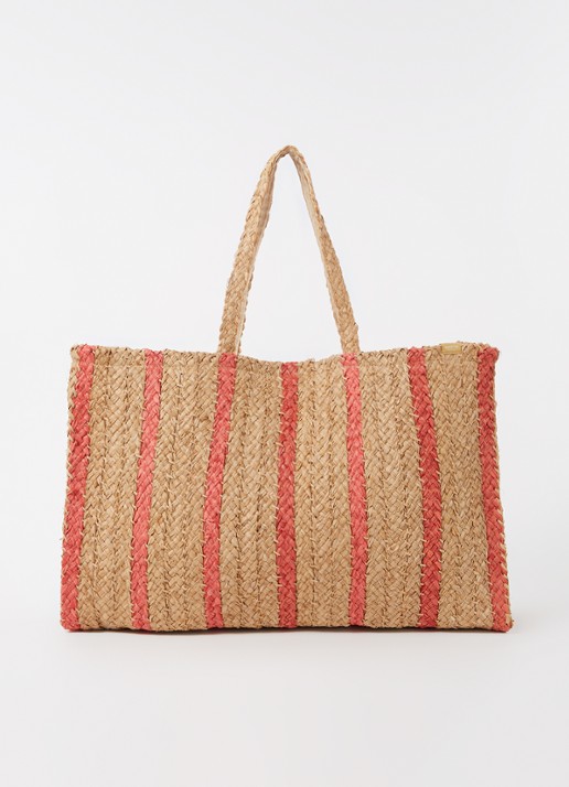 Barts Makemo shopper van raffia - voorkant 2 donkerbeige