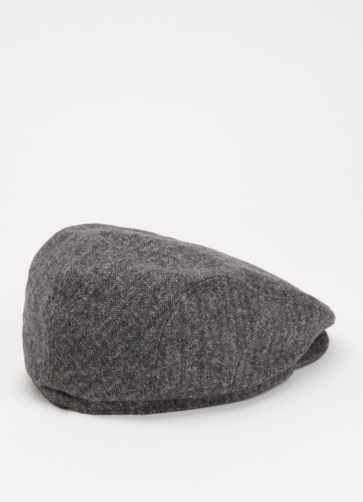 Barts Oslo flat cap in wolblend - detail 2 grijs