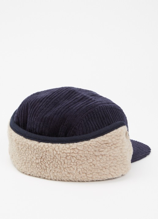 Barts Rayner muts van corduroy met teddy detail - voorkant 2 donkerblauw
