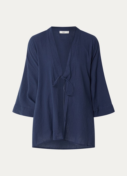 Barts Ritay kaftan met strikceintuur - voorkant 3 donkerblauw