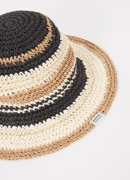 Barts Silaa bucket hoed van raffia - detail zwart