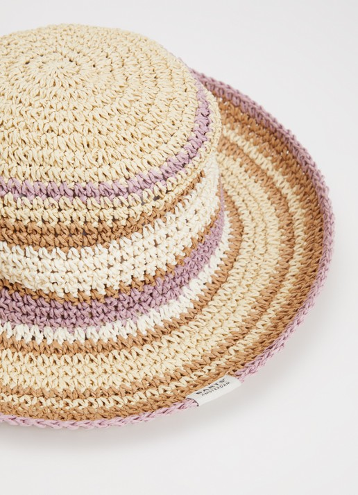 Barts Silaa bucket hoed van raffia - detail 2 lila