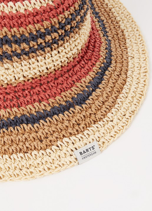 Barts Silaa bucket hoed van raffia - detail 2 cranberryrood