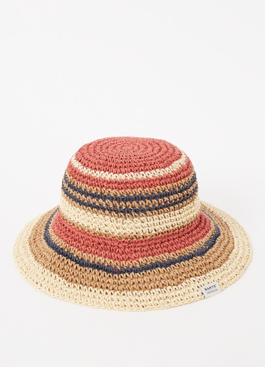 Barts Silaa bucket hoed van raffia - voorkant cranberryrood