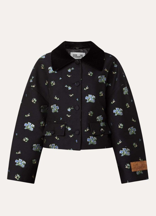 Baum und Pferdgarten Bebeth blazer met jacquard dessin en klepzakken - voorkant 3 zwart