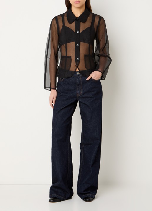 Baum und Pferdgarten Belottie semi-transparante blouse met opgestikte zakken - voorkant 4 zwart