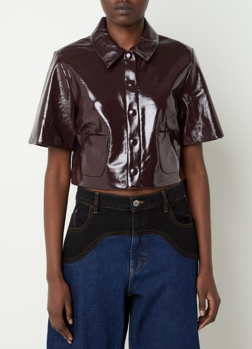 Baum und Pferdgarten Beth cropped blouse van imitatieleer met lakfinish