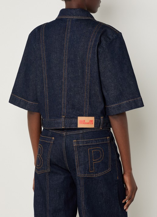 Baum und Pferdgarten Blouse van denim met borstzakken - achterkant 4 donkerblauw
