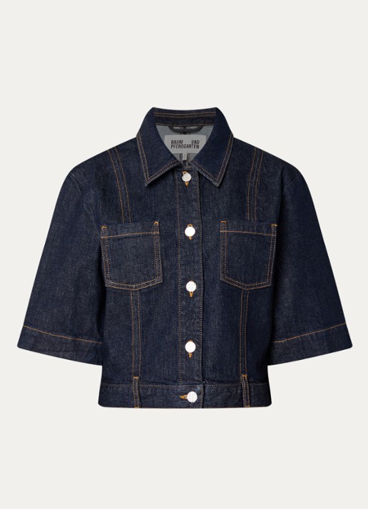 Baum und Pferdgarten Blouse van denim met borstzakken - voorkant 2 donkerblauw
