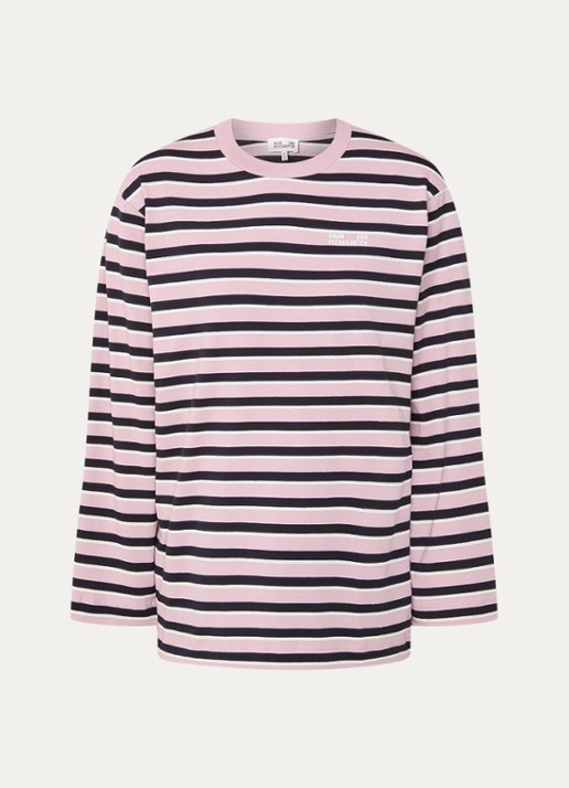 Baum und Pferdgarten Jeevana longsleeve met streepprint en logo - voorkant lichtroze