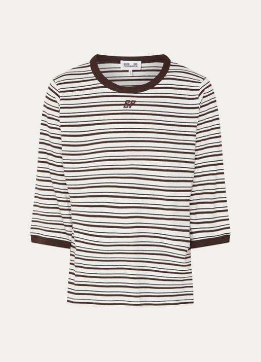Baum und Pferdgarten Julien T-shirt met streepprint - voorkant donkerbruin