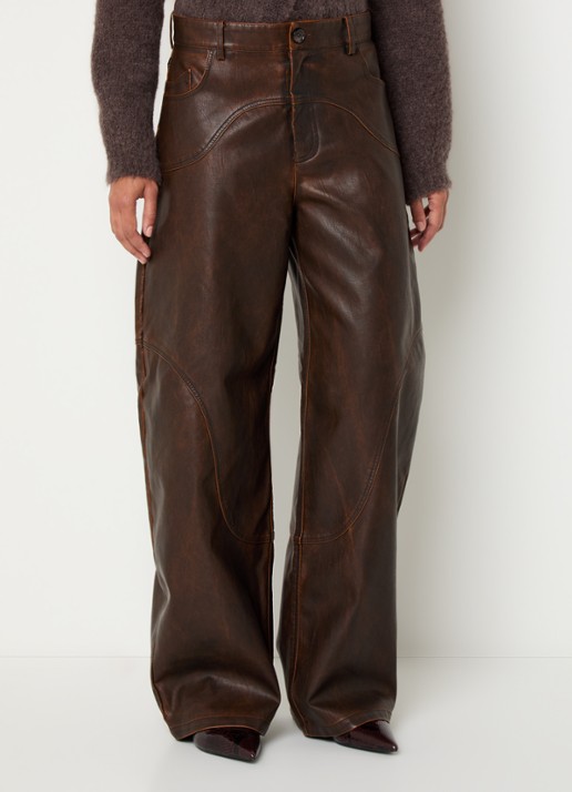 Baum und Pferdgarten Napolen high waist wide fit broek van imitatieleer met steekzakken