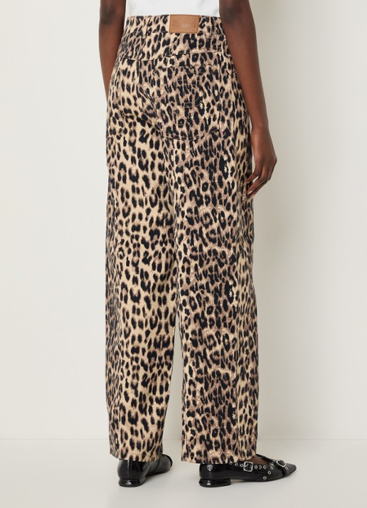Baum und Pferdgarten Nara high waist wide leg jeans met panterprint - achterkant bruin