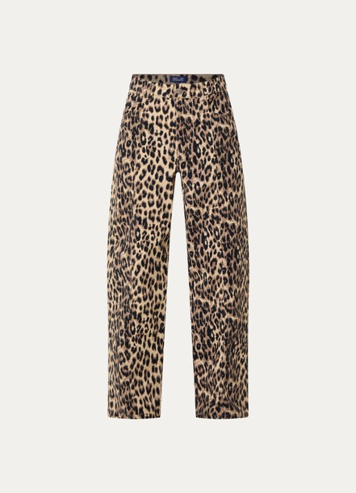 Baum und Pferdgarten Nara high waist wide leg jeans met panterprint - voorkant 3 bruin