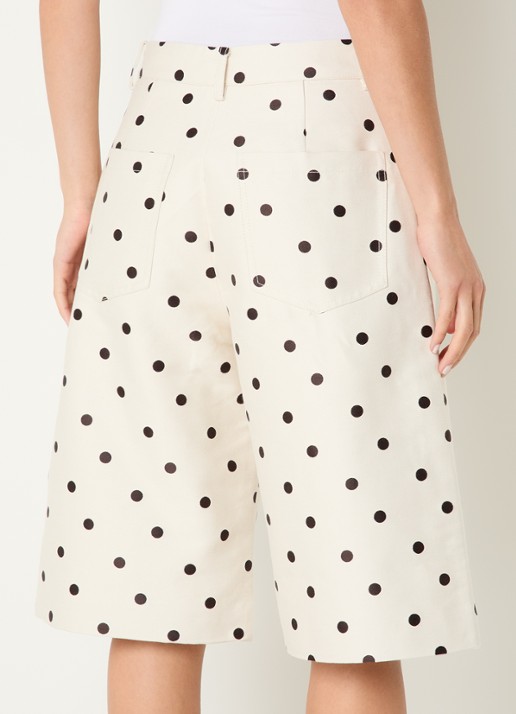 Baum und Pferdgarten Nianne high waist wide fit korte broek met stippenprint - achterkant creme