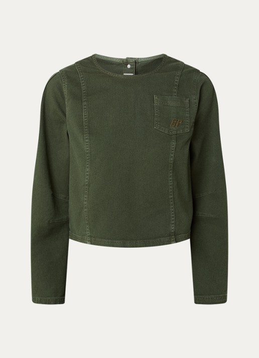Baum und Pferdgarten Nikolin cropped sweater van denim - voorkant 3 groen