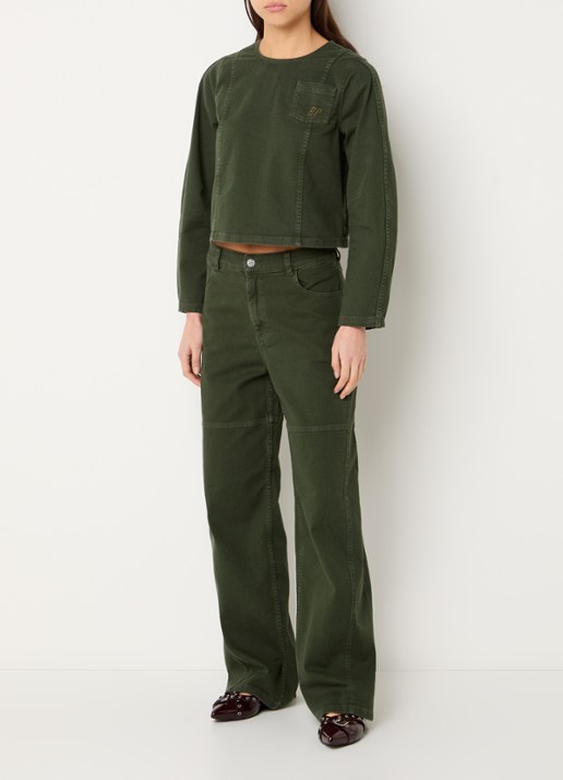 Baum und Pferdgarten Nikolin cropped sweater van denim - voorkant 4 groen