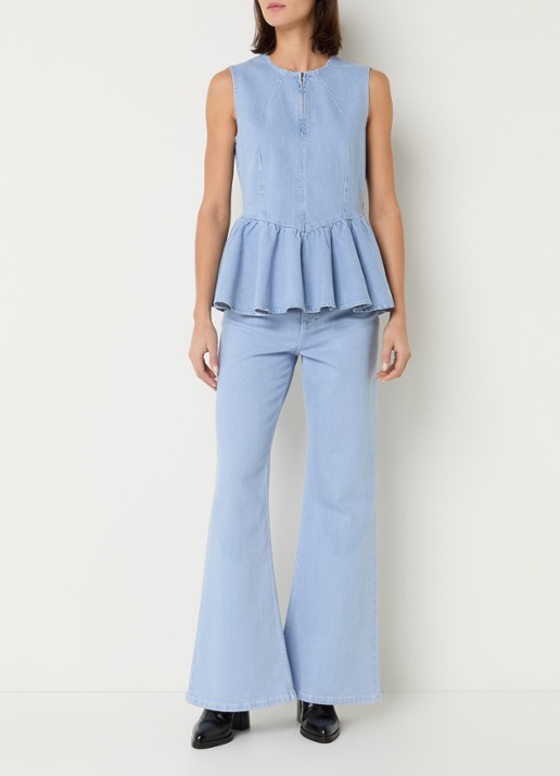 Baum und Pferdgarten Nilea high waist flared jeans met lichte wassing - voorkant 5 indigo
