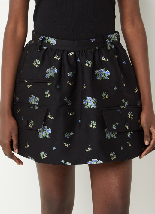 Baum und Pferdgarten Samaya mini A-lijn rok met jacquard dessin - detail 4 zwart