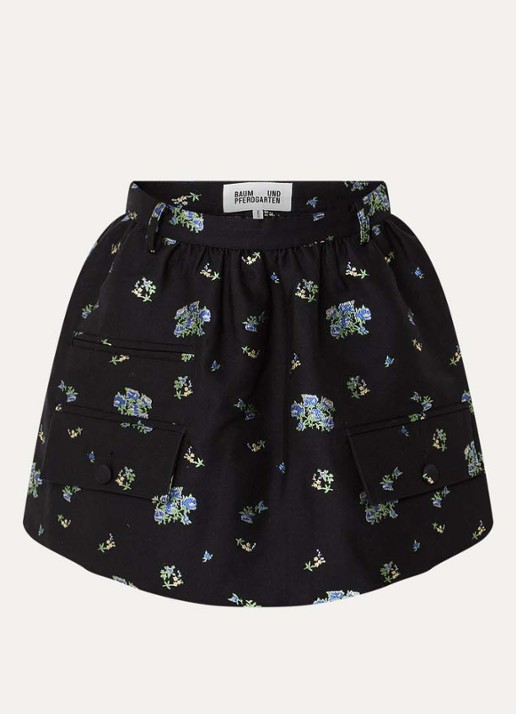 Baum und Pferdgarten Samaya mini A-lijn rok met jacquard dessin - voorkant 2 zwart