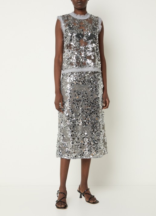 Baum und Pferdgarten Shania midi rok met pailletten en strass - voorkant 2 grijs
