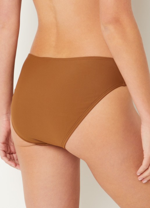 Beachlife Bikinislip met plooidetail - achterkant bruin