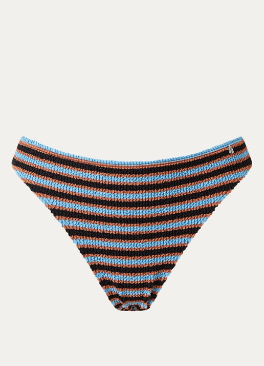 Beachlife Bikinislip met streepprint - voorkant blauwgrijs