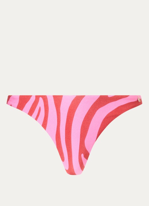 Beachlife High waisted bikinislip met zebraprint - voorkant roze