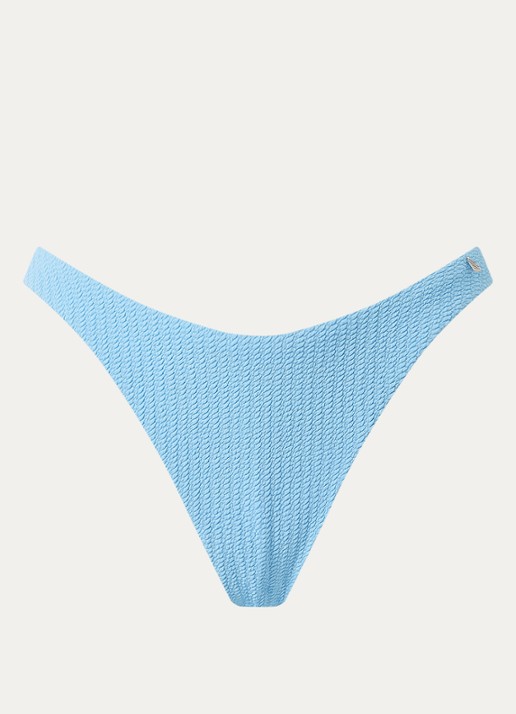 Beachlife High waisted brazilian bikinislip met structuur - voorkant lichtblauw