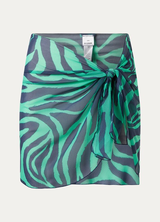 Beachlife Pareo mini strandrok met print 100 x 45 cm - voorkant groen