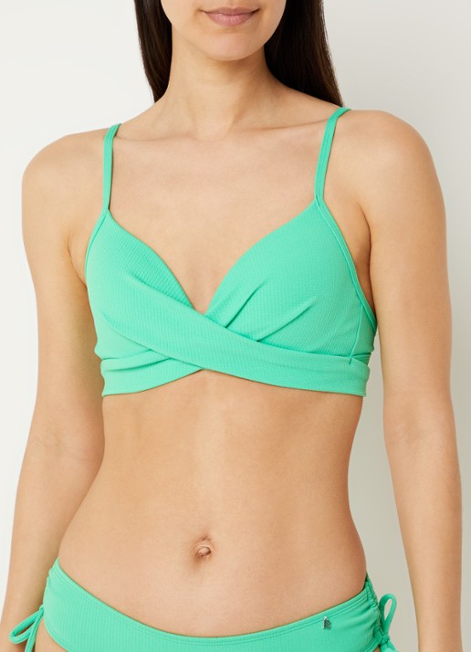 Beachlife Spring voorgevormde bikinitop met plooidetail - voorkant 8 groen