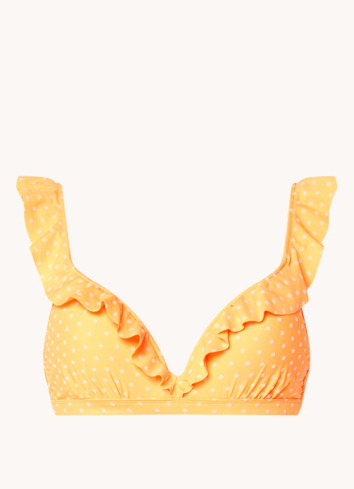 Beachlife Velvet Dot voorgevormde bikinitop met ruches en structuur - voorkant 3 orange
