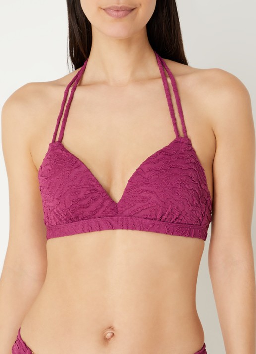 Beachlife Voorgevormde halter bikinitop met structuur - voorkant 3 paars