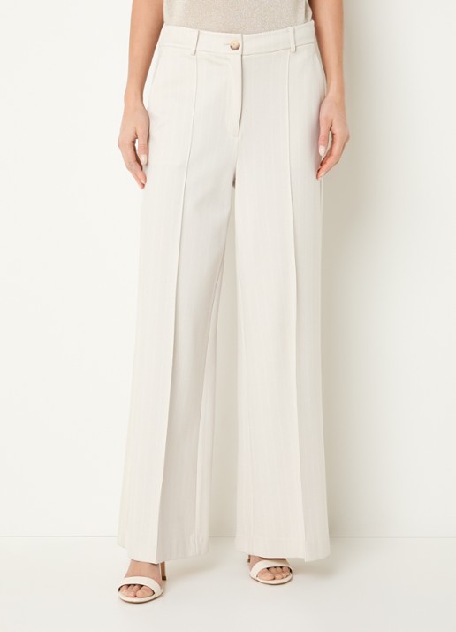 Beaumont Ayle high waist wide fit pantalon met streepprint en steekzakken