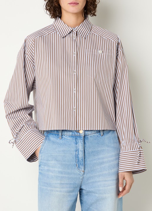 Beaumont Bel blouse met streepprint en borstzak