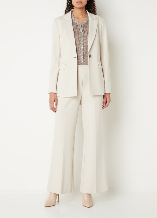 Beaumont Blazer van jersey met structuur en klepzakken - voorkant 2 donkerbeige