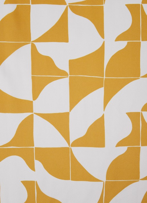 Beaumont Breezy midi blousejurk met strikceintuur en print - detail 5 mosterd