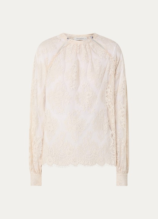 Beaumont Caroline tuniek van kant met ballonmouw - voorkant creme