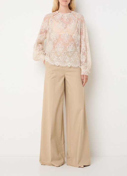 Beaumont Caroline tuniek van kant met ballonmouw - voorkant 2 creme