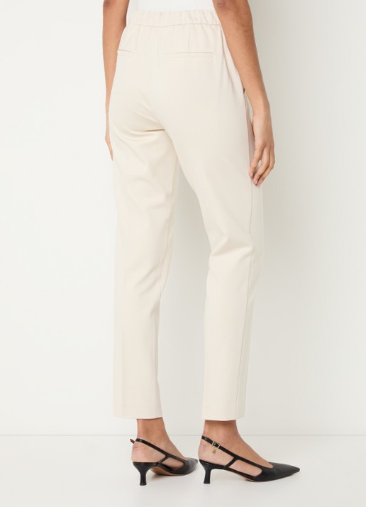 Beaumont Charlie mid waist tapered fit cropped pantalon met steekzakken - achterkant creme