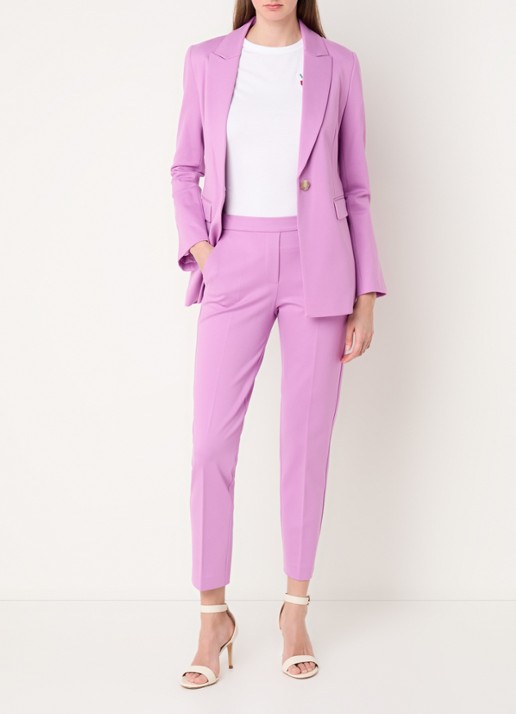 Beaumont Charlie mid waist tapered fit cropped pantalon met steekzakken - voorkant 3 lavendel