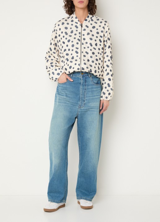 Beaumont Chica jack met stippenprint en steekzakken - voorkant 3 blauw
