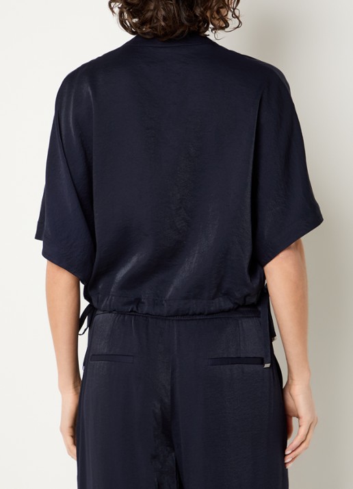Beaumont Ciro crop top met trekkoord en steekzakken - achterkant donkerblauw