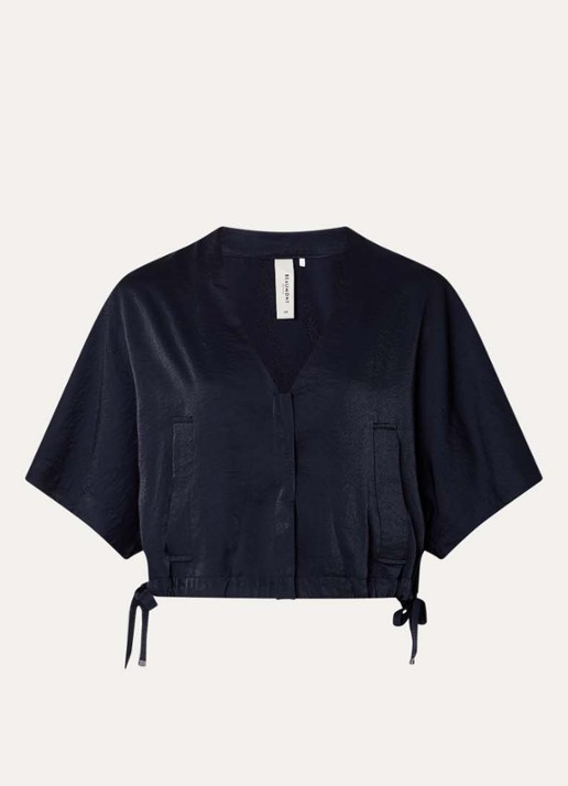 Beaumont Ciro crop top met trekkoord en steekzakken - voorkant 3 donkerblauw