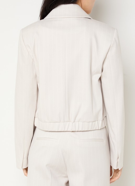 Beaumont dagmar cropped blazer met streepprint - achterkant 3 creme