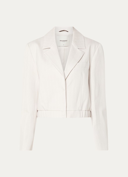 Beaumont dagmar cropped blazer met streepprint - voorkant creme