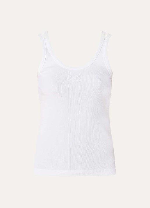 Beaumont Dax tanktop  met logoborduring en cut-out detail - voorkant 2 wit