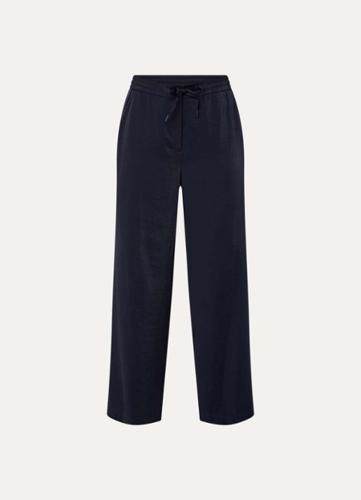 Beaumont Deezy high waist wide fit broek met elastische band - voorkant 2 donkerblauw