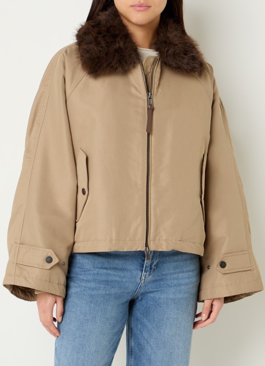 Beaumont Dina trenchcoat met afneembare kraag van imitatiebont