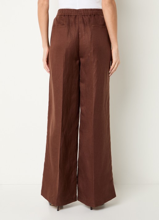 Beaumont Girona high waist wide fit pantalon met elastische band - achterkant hazelnootbruin